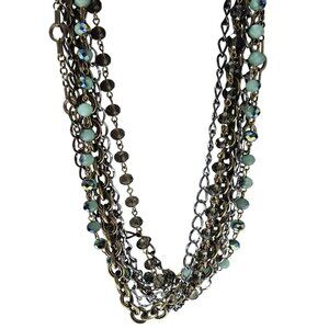 Boho Chic Mixed Chains Beads Chunky Statement Necklace Multi Strand Jewelry